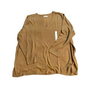 Women's Croft & Barrow V-Neck Sweater Plus Size 5X NWT Light Brown NWT